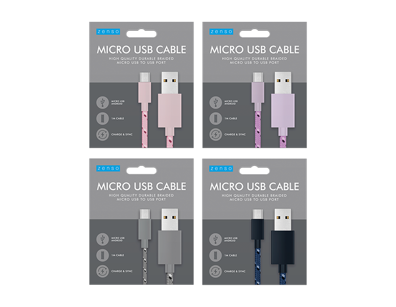 Micro to USB Braided Cable 1M